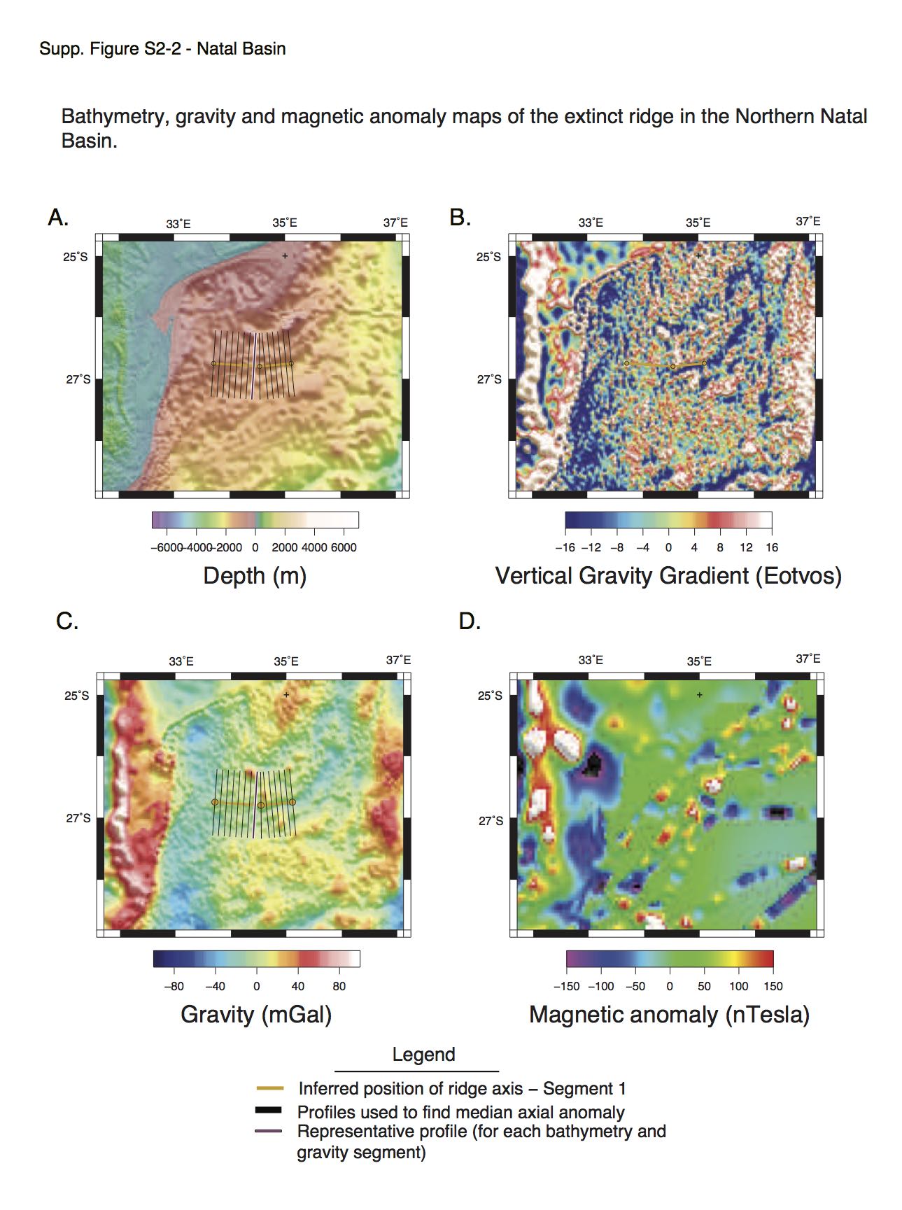 Maps showing the location of extinct ridge segments