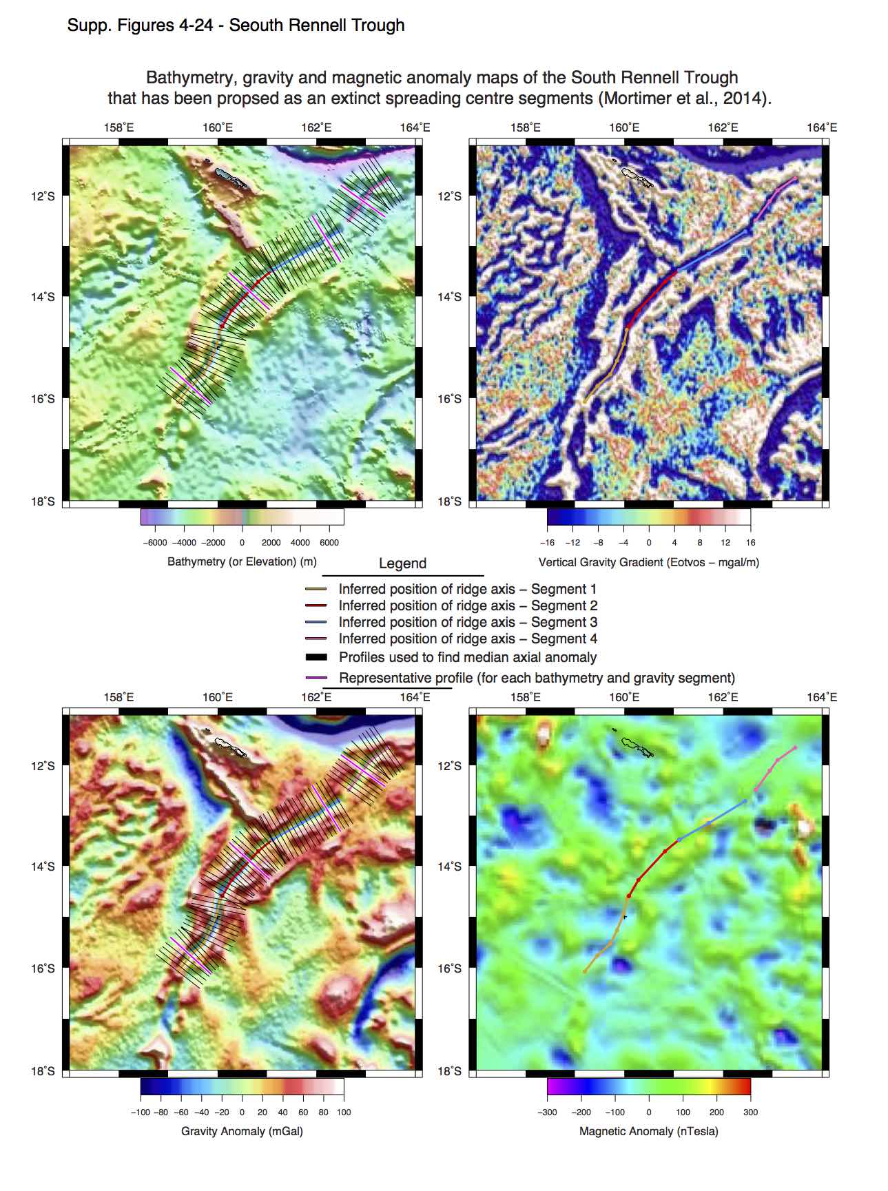 Maps showing the location of extinct ridge segments